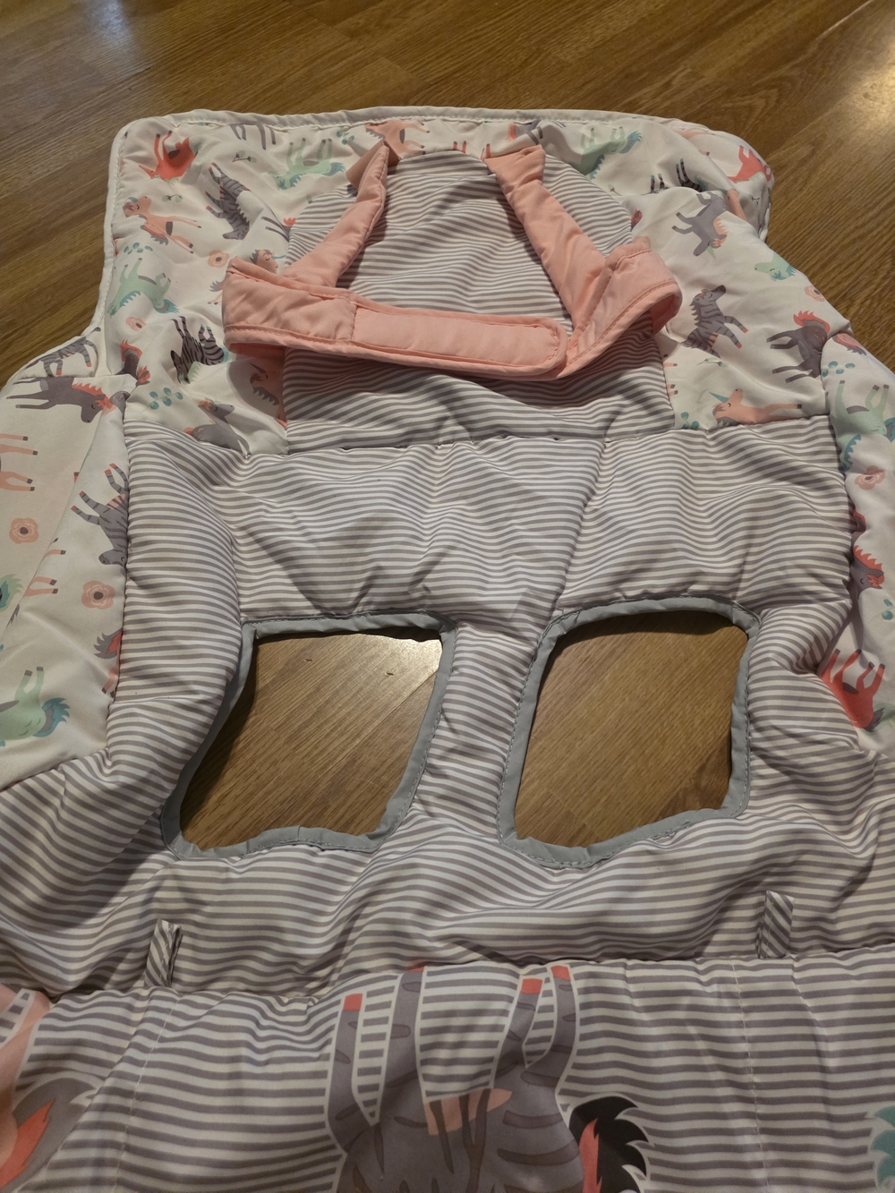 Goldbug 2 In 1 Car Seat And High Seat Cover Striped Pink & Gray